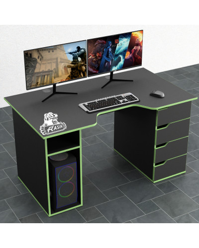 Biurko gamingowe Rasin RS-1 czarny+zielony