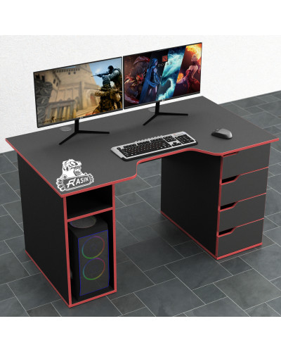 Biurko gamingowe Rasin RS-1 czarny+czerwony
