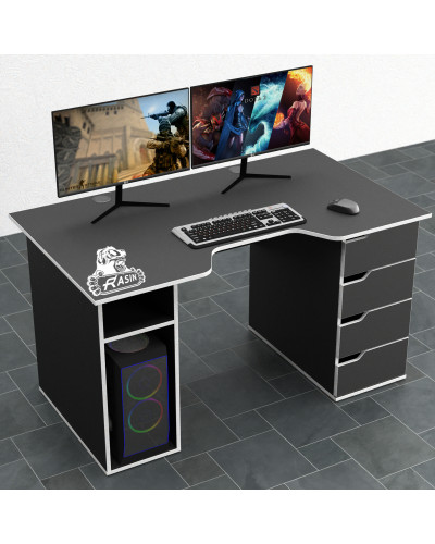 Biurko gamingowe Rasin RS-1 czarny+biały