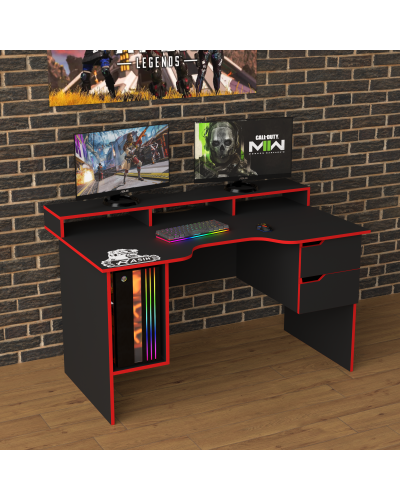 Biurko gamingowe Rasin RS-10 czarny+czerwony