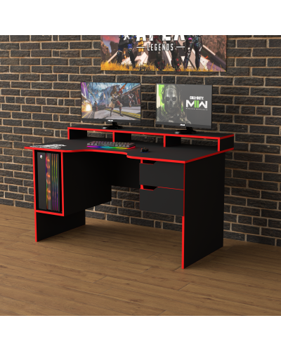 Biurko gamingowe Rasin RS-10 czarny+czerwony