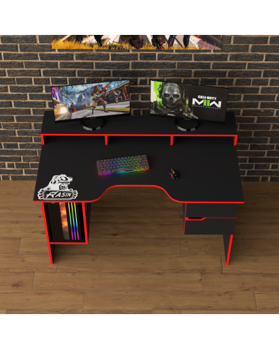 Biurko gamingowe Rasin RS-10 czarny+czerwony