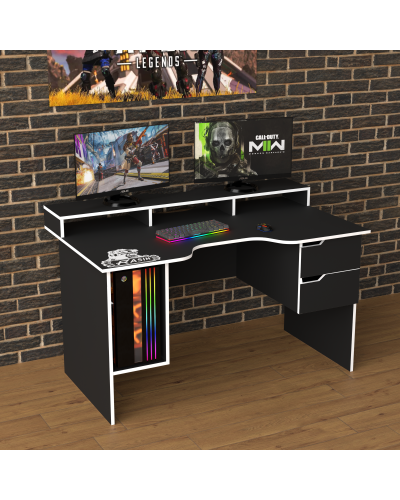 Biurko gamingowe Rasin RS-10 czarny+biały