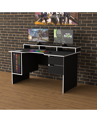 Biurko gamingowe Rasin RS-10 czarny+biały