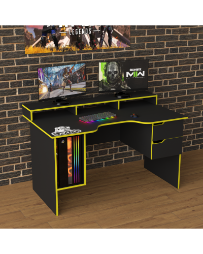 Biurko gamingowe Rasin RS-10 czarny+żółty