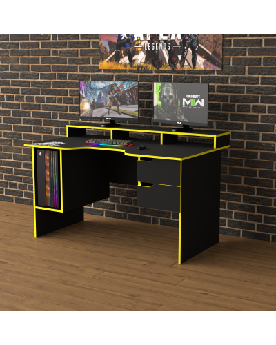 Biurko gamingowe Rasin RS-10 czarny+żółty