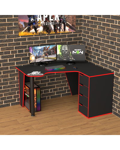 Biurko gamingowe Rasin RS-11 czarny+czerwony