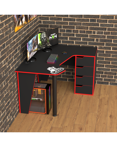 Biurko gamingowe Rasin RS-11 czarny+czerwony