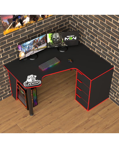 Biurko gamingowe Rasin RS-11 czarny+czerwony