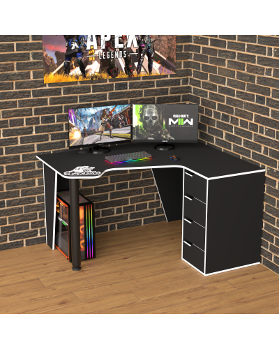 Biurko gamingowe Rasin RS-11 czarny+biały