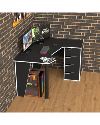 Biurko gamingowe Rasin RS-11 czarny+biały
