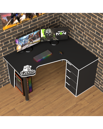 Biurko gamingowe Rasin RS-11 czarny+biały