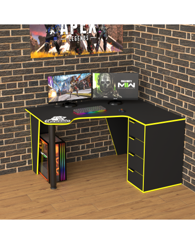 Biurko gamingowe Rasin RS-11 czarny+żółty