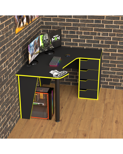 Biurko gamingowe Rasin RS-11 czarny+żółty