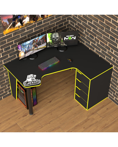 Biurko gamingowe Rasin RS-11 czarny+żółty