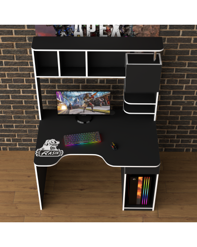 Biurko gamingowe Rasin RS-12 czarny+biały