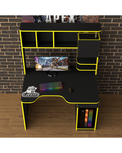 Biurko gamingowe Rasin RS-12 czarny+żółty