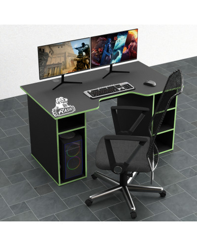 Biurko gamingowe Rasin RS-2 czarny+zielony