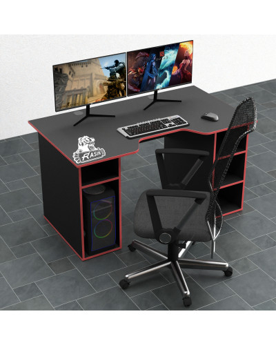 Biurko gamingowe Rasin RS-2 czarny+czerwony