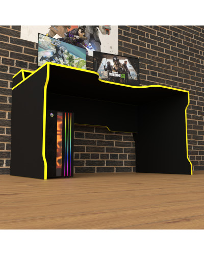 Biurko gamingowe Rasin RS-22 czarny+żółty