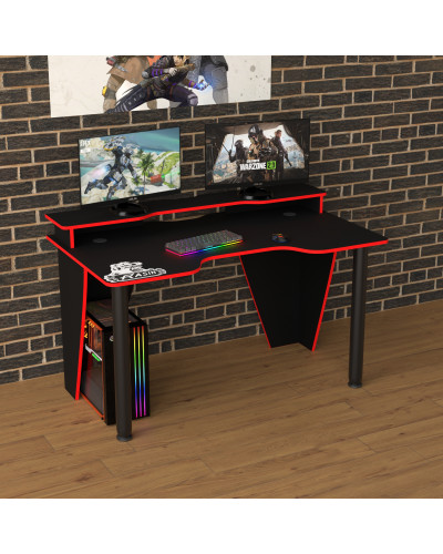 Biurko gamingowe Rasin RS-25 czarny+czerwony