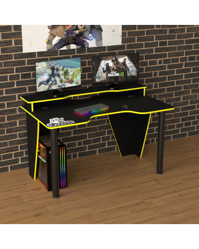 Biurko gamingowe Rasin RS-25 czarny+żółty