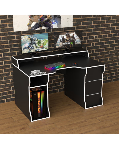 Biurko gamingowe Rasin RS-26 czarny+biały