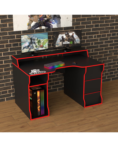 Biurko gamingowe Rasin RS-26 czarny+czerwony