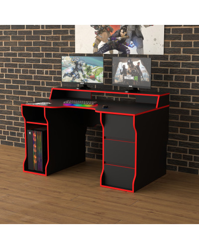 Biurko gamingowe Rasin RS-26 czarny+czerwony