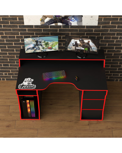 Biurko gamingowe Rasin RS-26 czarny+czerwony
