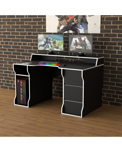 Biurko gamingowe Rasin RS-26 czarny+biały