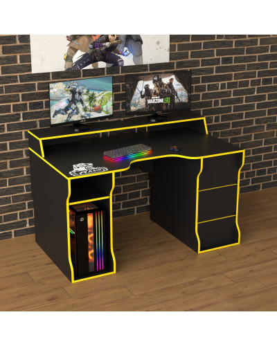 Biurko gamingowe Rasin RS-26 czarny+żółty