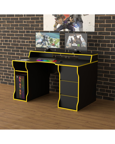 Biurko gamingowe Rasin RS-26 czarny+żółty