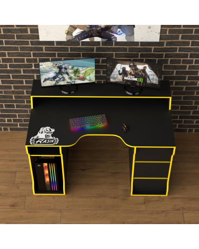 Biurko gamingowe Rasin RS-26 czarny+żółty