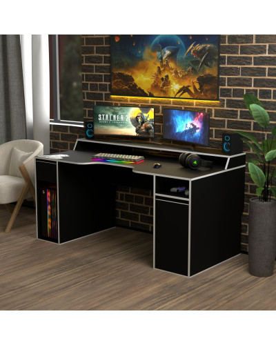 Biurko gamingowe Rasin RS-27 czarny+biały