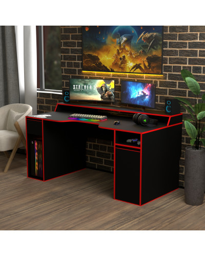 Biurko gamingowe Rasin RS-27 czarny+czerwony