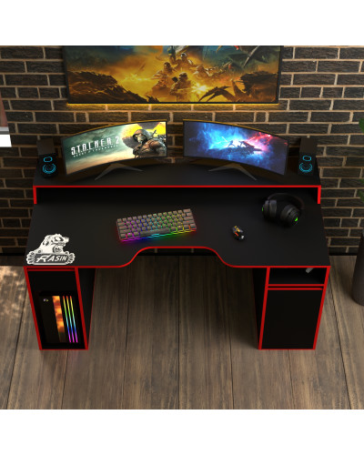 Biurko gamingowe Rasin RS-27 czarny+czerwony