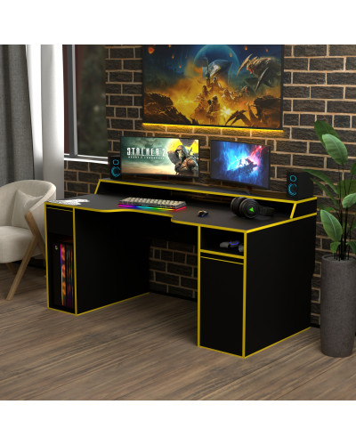 Biurko gamingowe Rasin RS-27 czarny+żółty