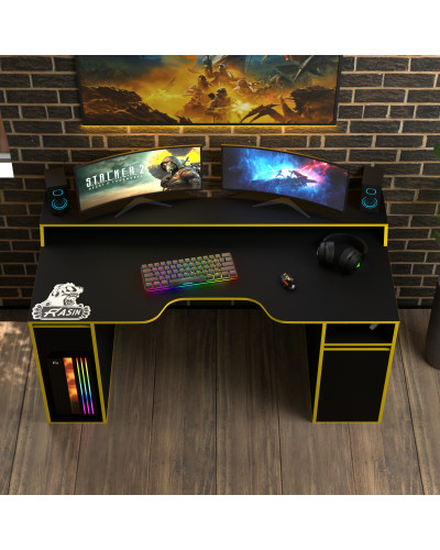 Biurko gamingowe Rasin RS-27 czarny+żółty