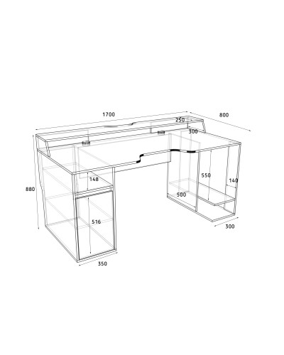Biurko gamingowe Rasin RS-28 czarny+czerwony