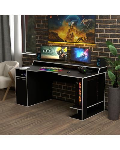 Biurko gamingowe Rasin RS-28 czarny+biały