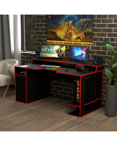 Biurko gamingowe Rasin RS-28 czarny+czerwony