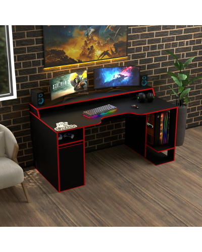 Biurko gamingowe Rasin RS-28 czarny+czerwony