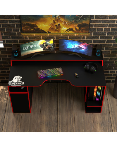 Biurko gamingowe Rasin RS-28 czarny+czerwony