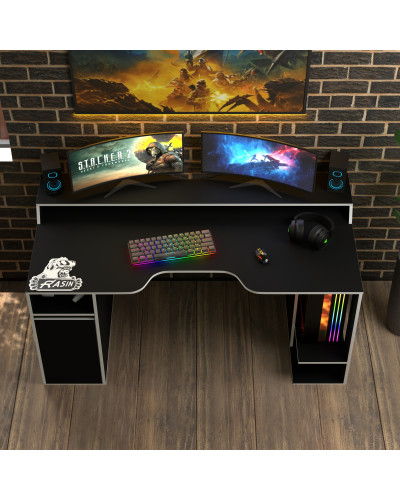 Biurko gamingowe Rasin RS-28 czarny+biały