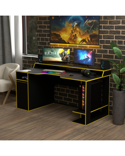 Biurko gamingowe Rasin RS-28 czarny+żółty