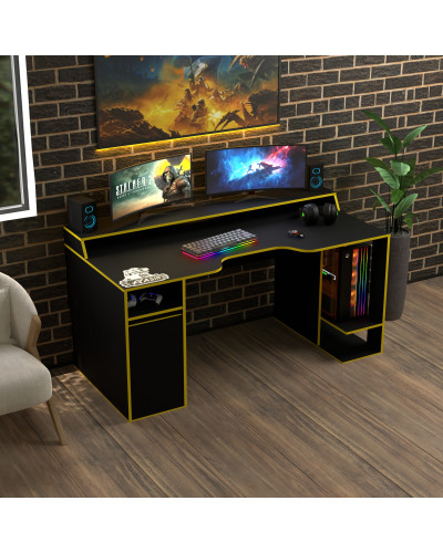 Biurko gamingowe Rasin RS-28 czarny+żółty