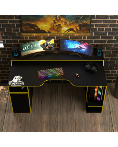 Biurko gamingowe Rasin RS-28 czarny+żółty