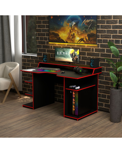 Biurko gamingowe Rasin RS-29 czarny+czerwony