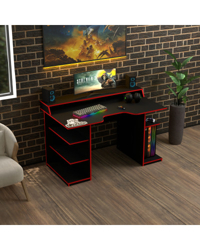 Biurko gamingowe Rasin RS-29 czarny+czerwony